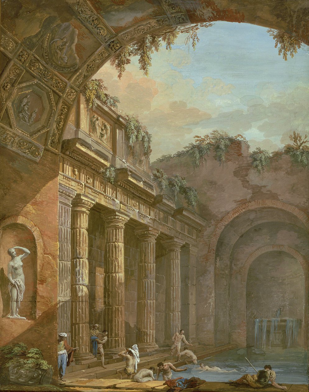 Interno di un bagno da Charles Louis Clerisseau