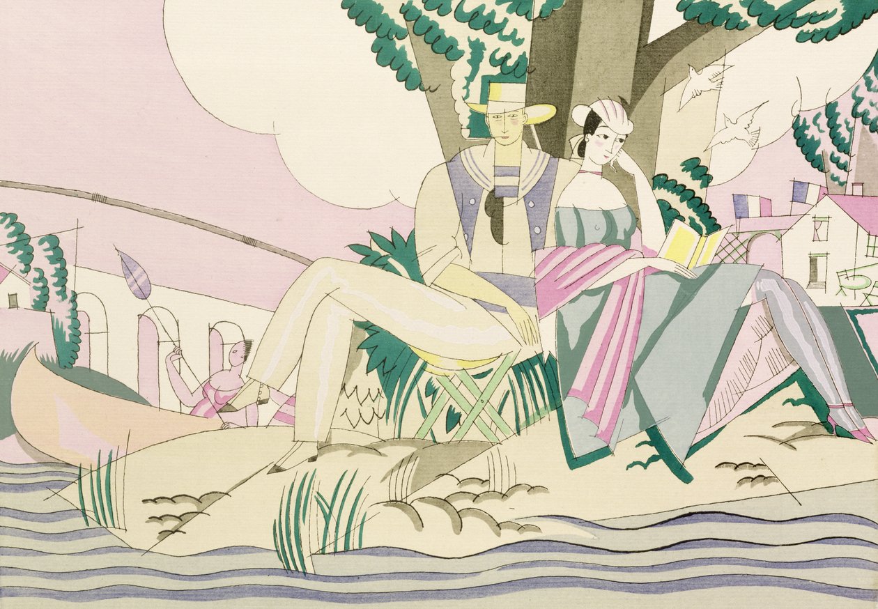 Picnic e Scena di Pesca, c.1920 da Charles Martin