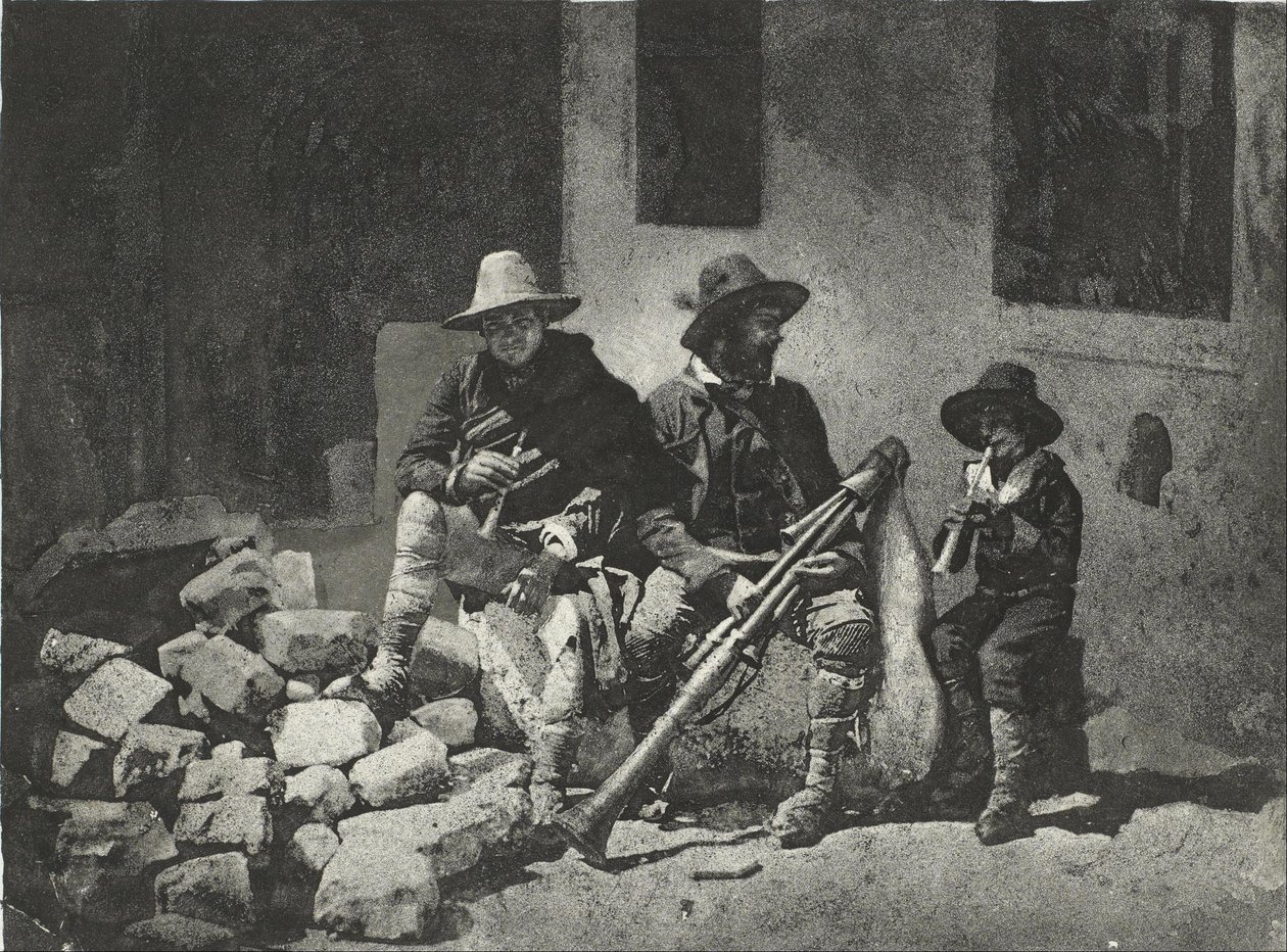 Pifferari seduti, musicisti di strada italiani (nel cortile, 21 Quai de Bourbon) da Charles Nègre