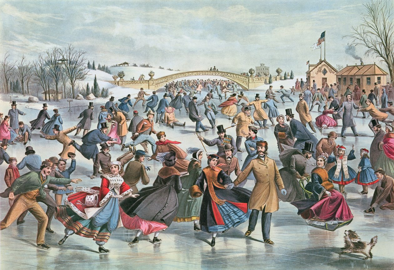 Inverno sul laghetto di pattinaggio a Central Park, 1862 da Charles Parsons