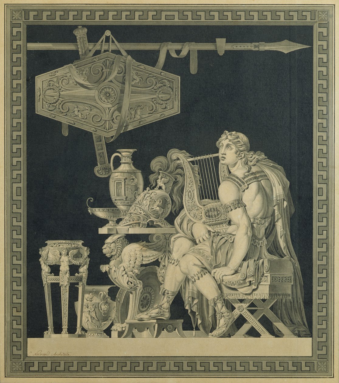 Achille che suona la lira da Charles Pierre Joseph Normand