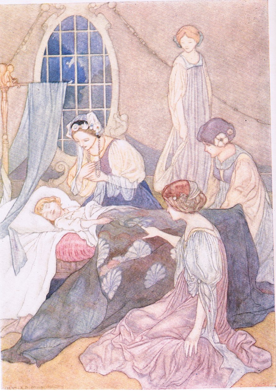 Andò nella sua stanza, dove dormiva suo figlio George, sorvegliato dalle donne di servizio da Charles Robinson