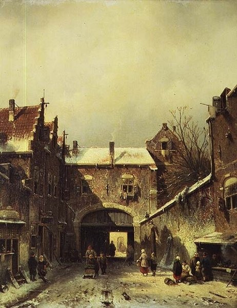Una città olandese in inverno da Charles Henri Joseph Leickert