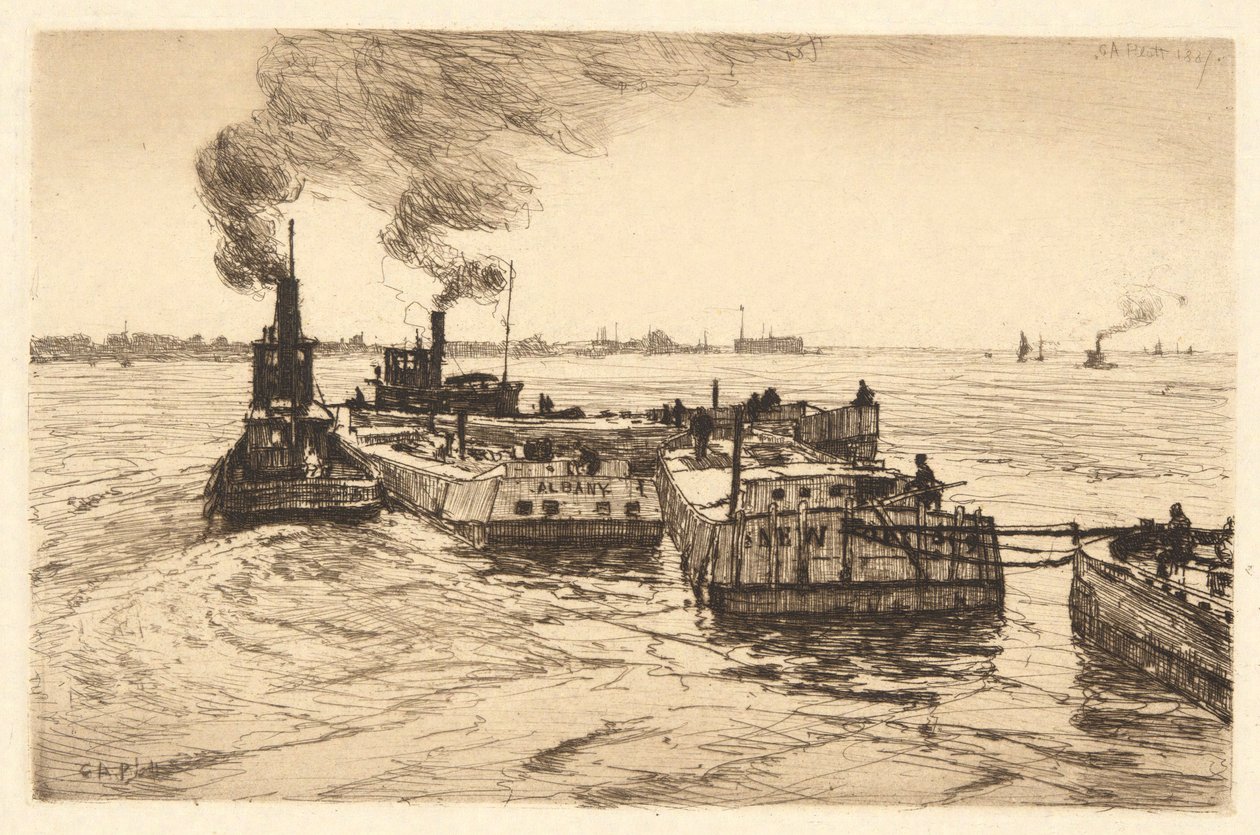 Barche e rimorchiatori sul canale da Charles A. Platt