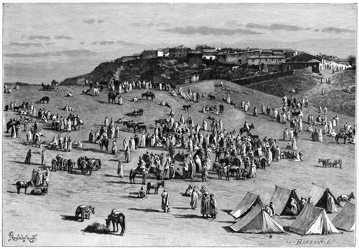 Villaggio e mercato di Boghari, c1890 da Charles Barbant