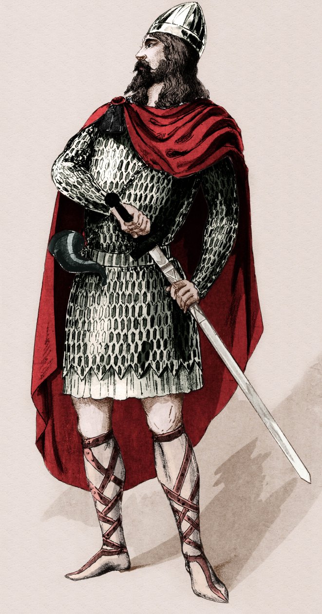 Il cavaliere francese Roland de Roncevaux (stampa) da Charles Bianchini