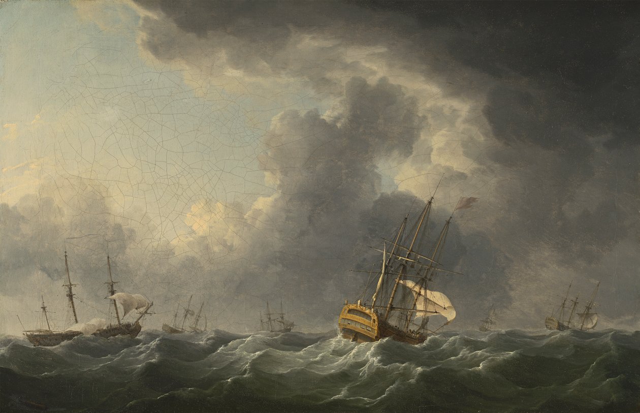 Navi inglesi in fuga davanti a una tempesta da Charles Brooking