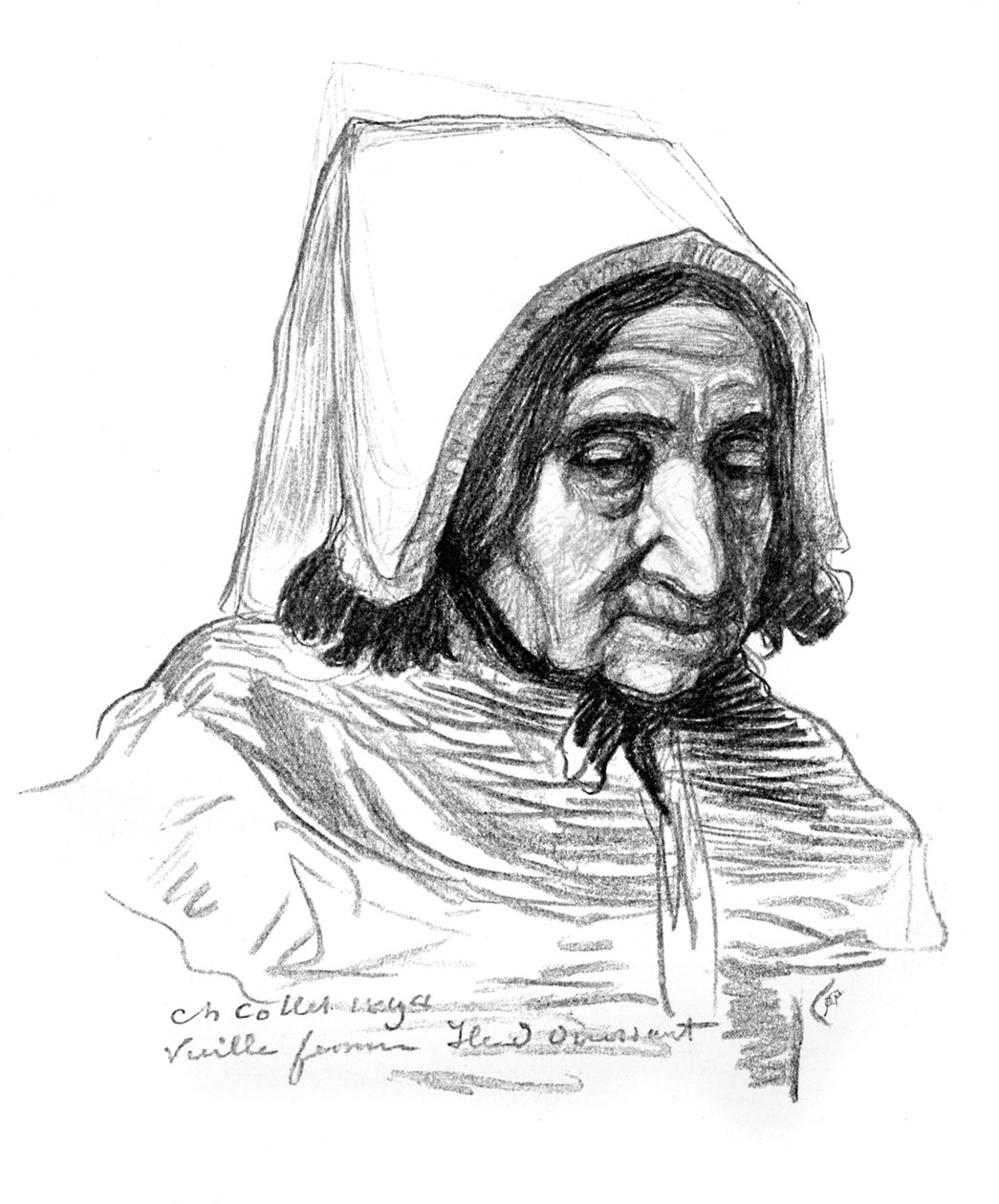 Studio della testa di una vecchia donna, 1899 da Charles Cottet