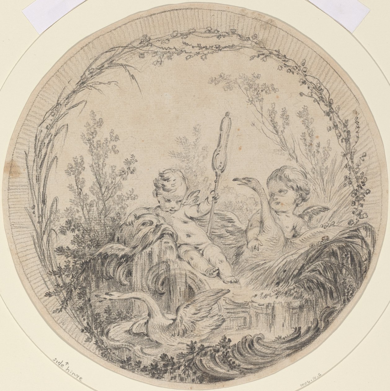 Due Putti che Giocano con i Cigni da Charles Eisen