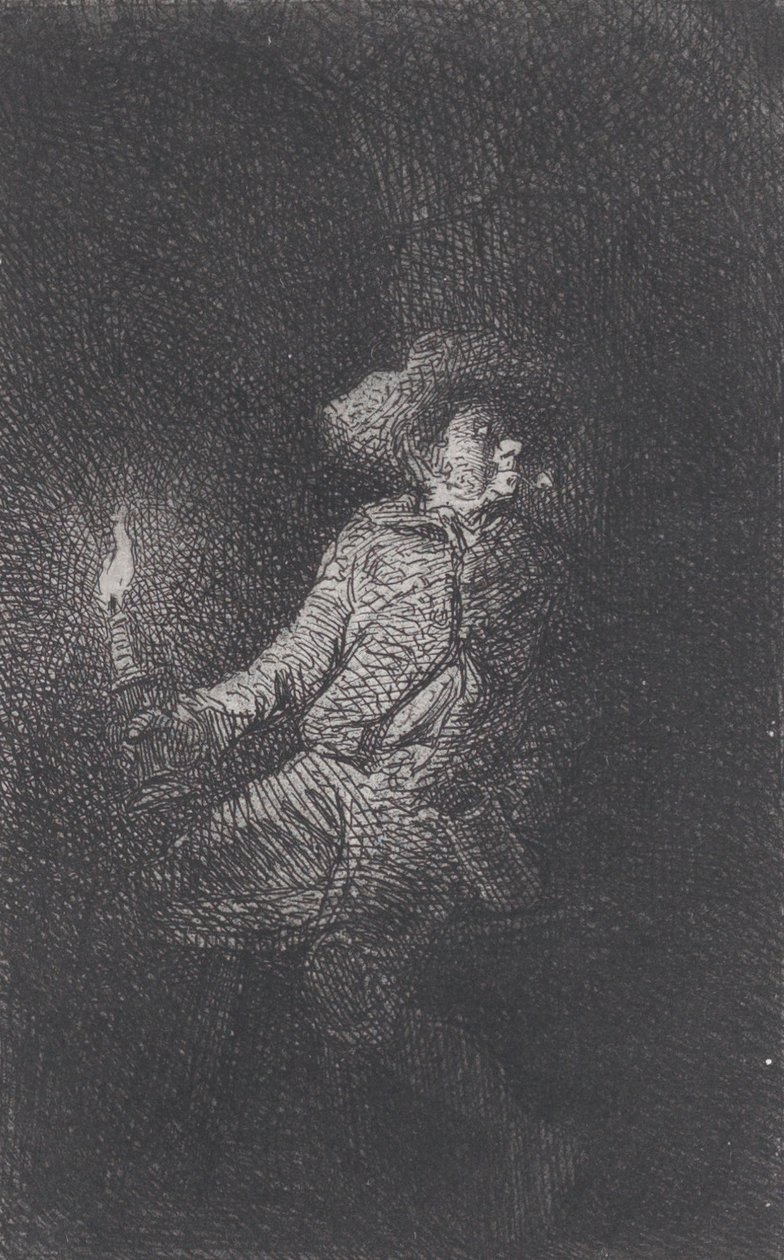 Un Uomo in una Grotta, 1842 da Charles Emile Jacque