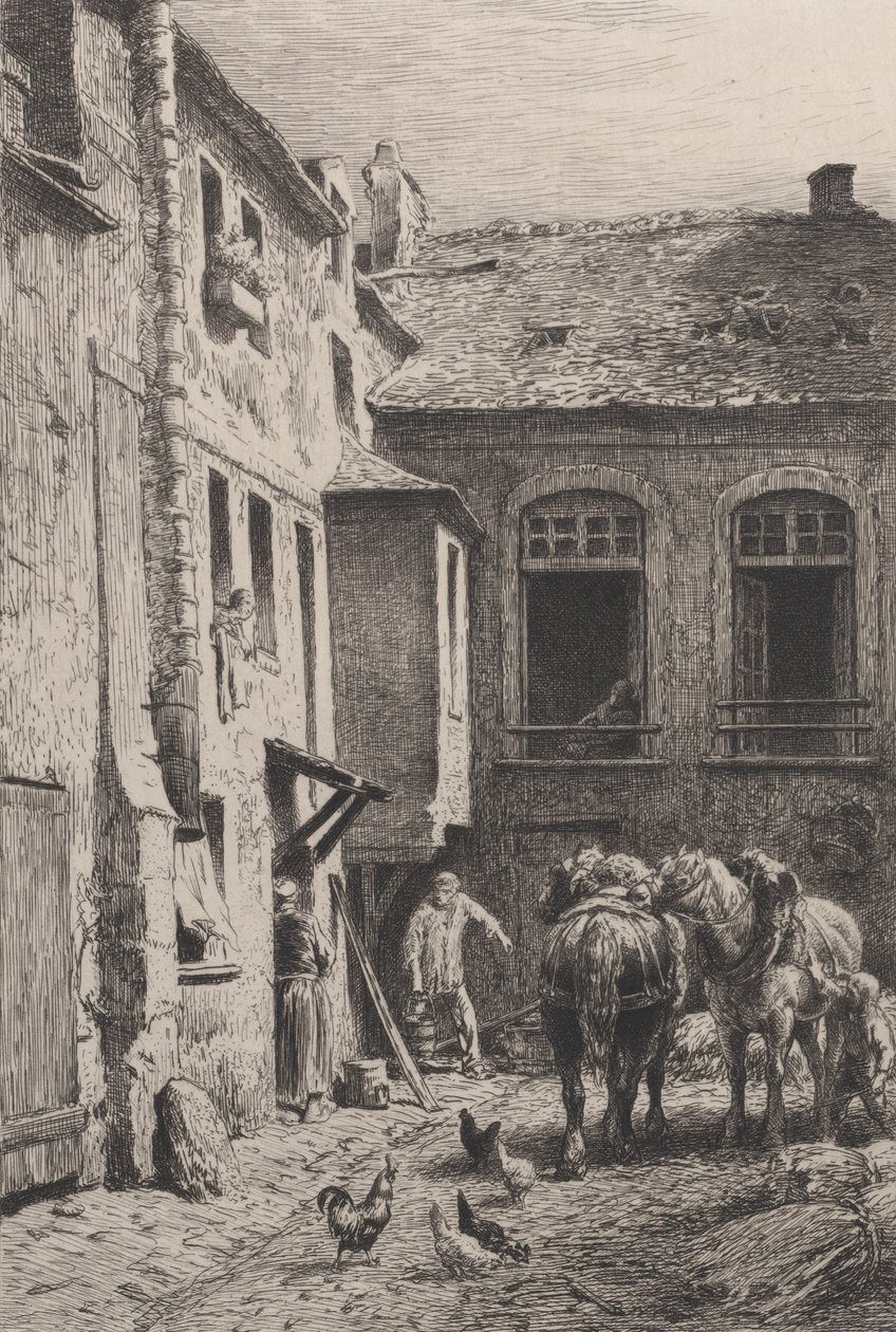Un cortile di Parigi nel 1865 da Charles Emile Jacque