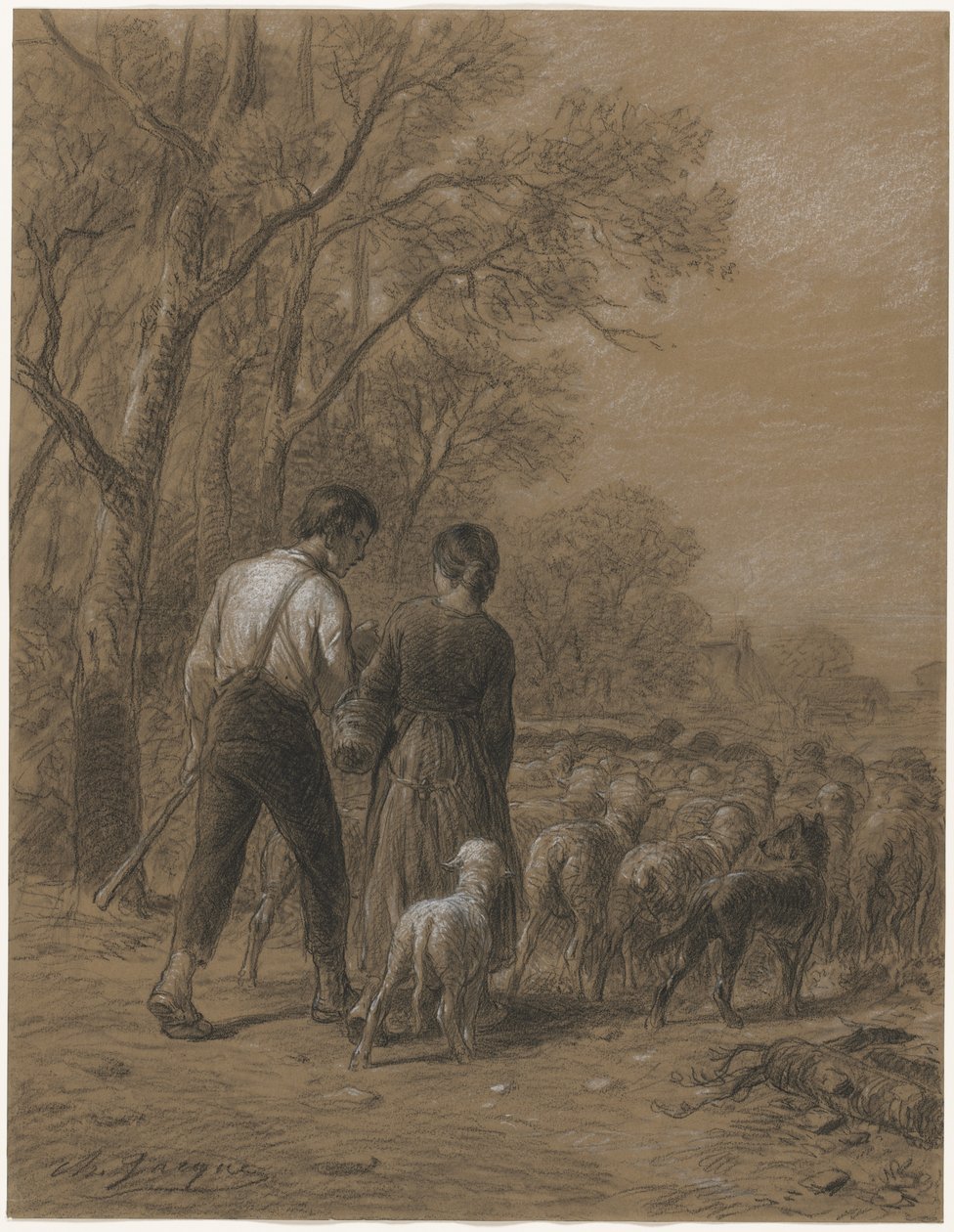 Portare le pecore da Charles Emile Jacque