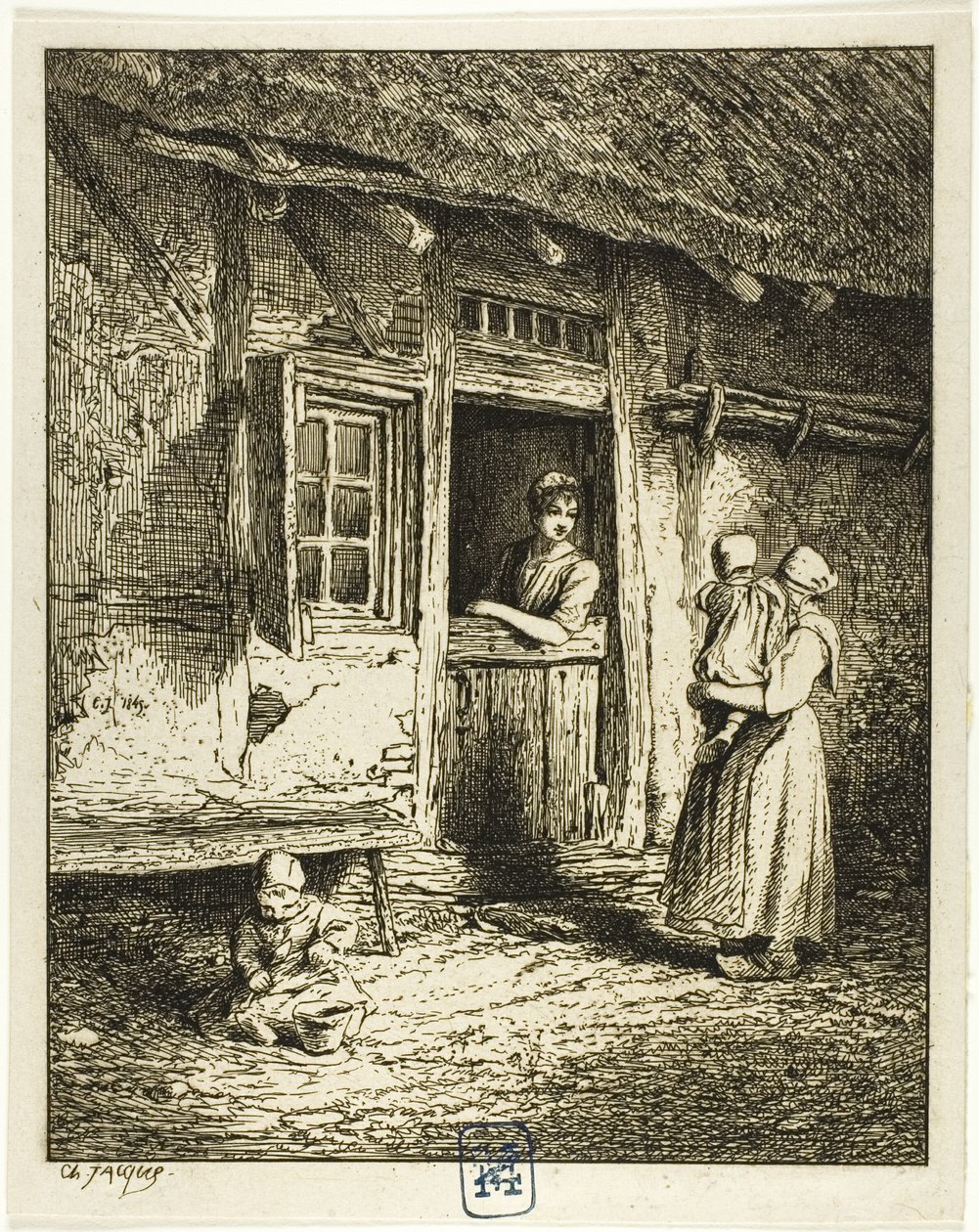 Ingresso di una casa di contadini da Charles Emile Jacque