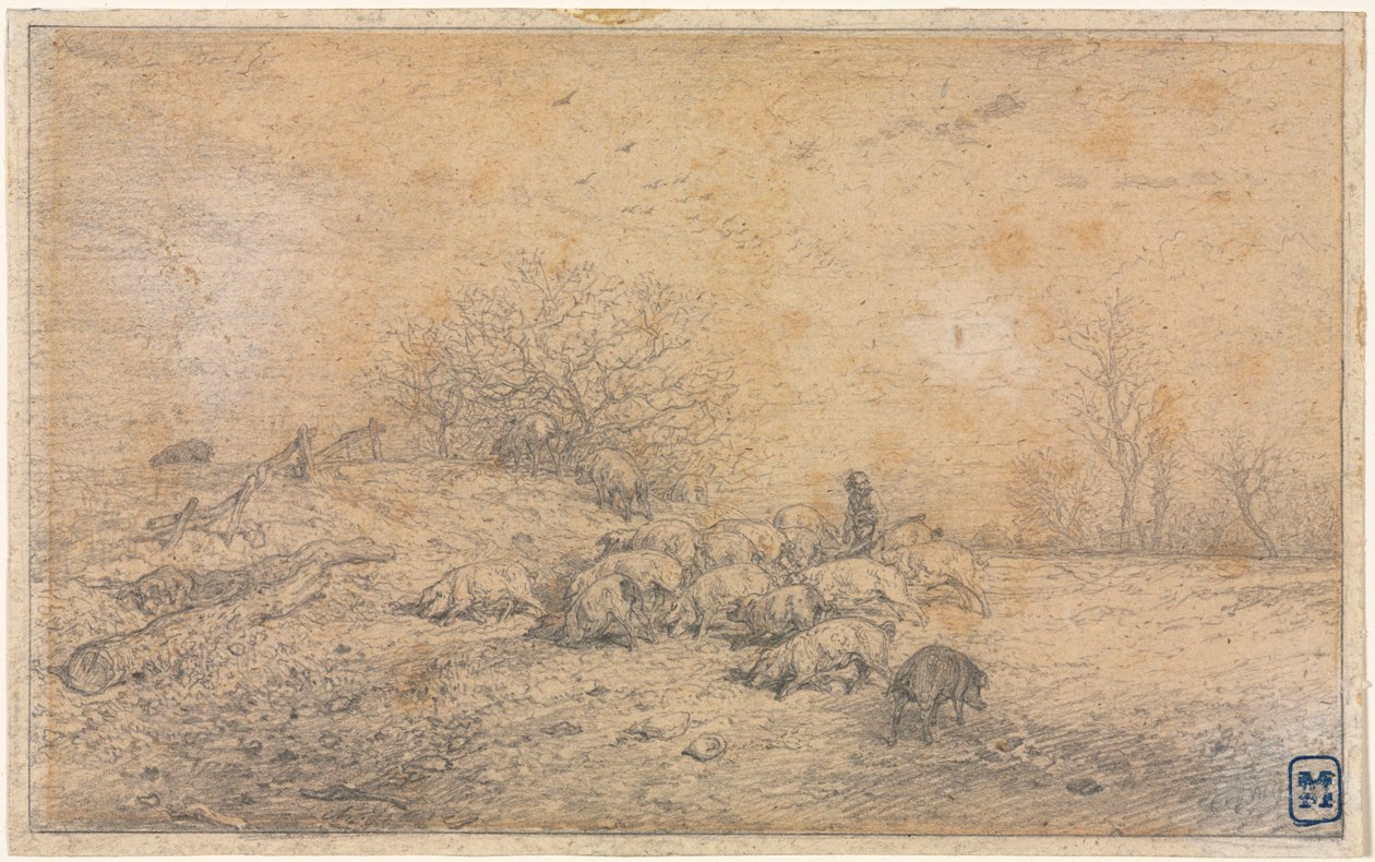 Branco di maiali, c. 1845 da Charles Emile Jacque