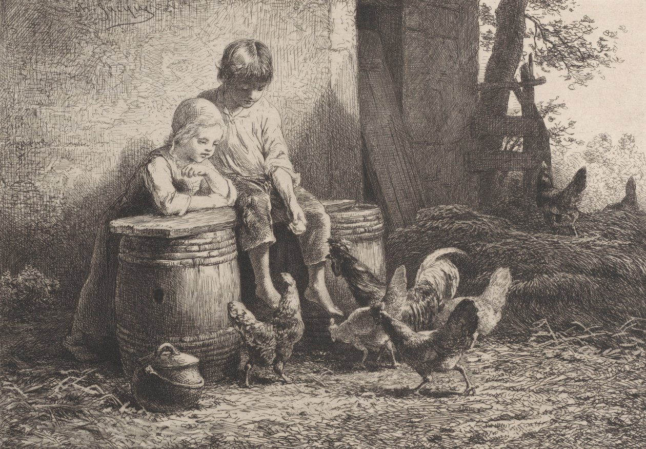 Petits, petits!! da Charles Emile Jacque