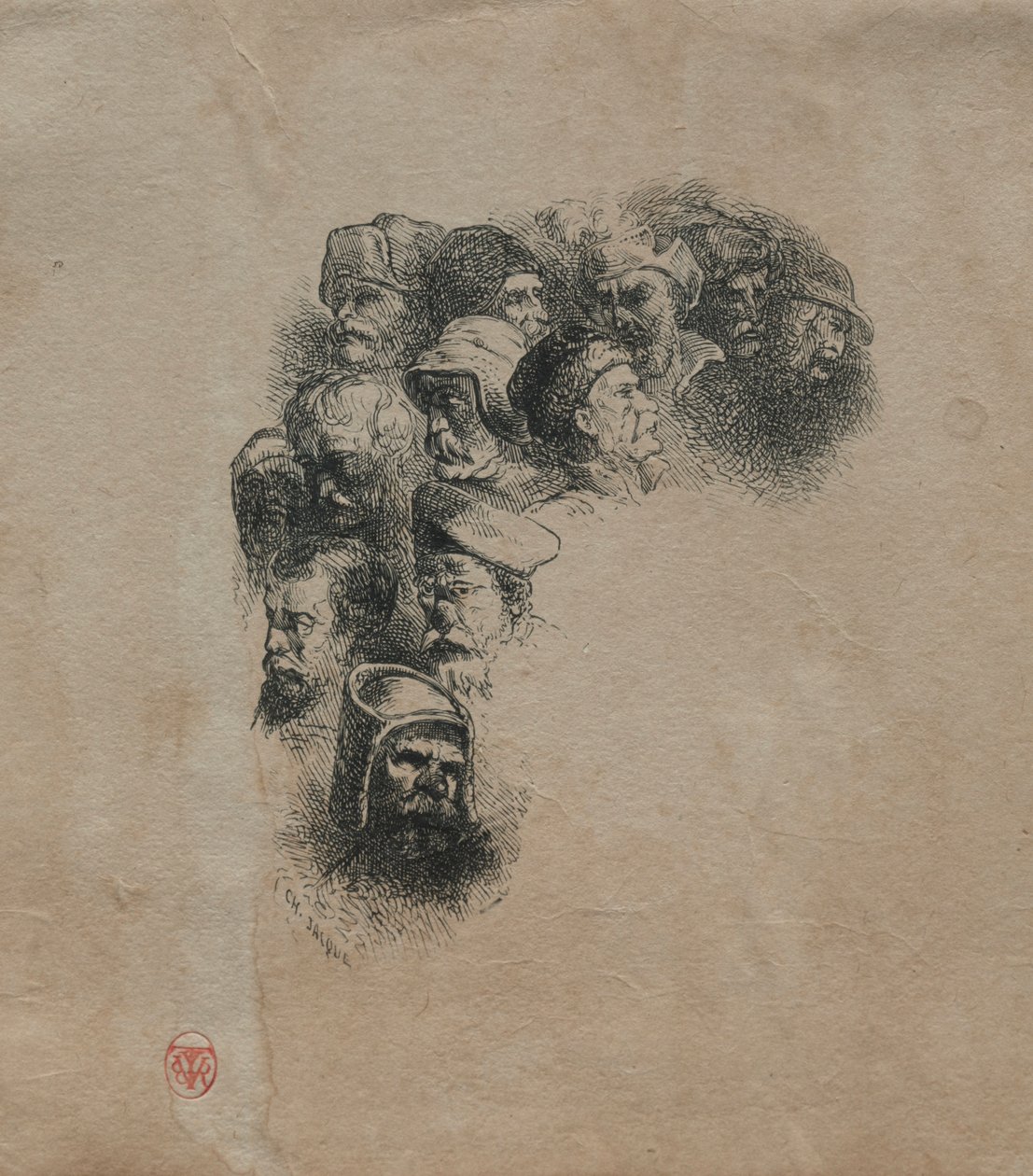Studio di teste da Charles Emile Jacque