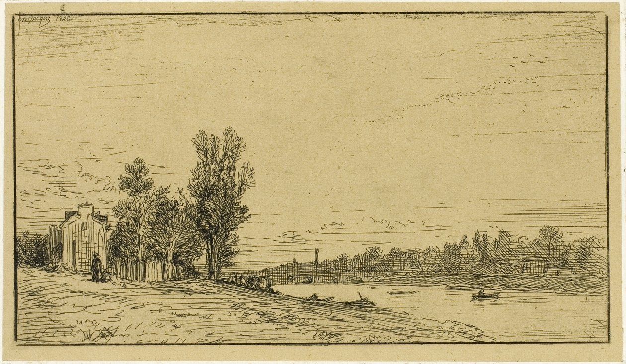 Le rive di un fiume da Charles Emile Jacque