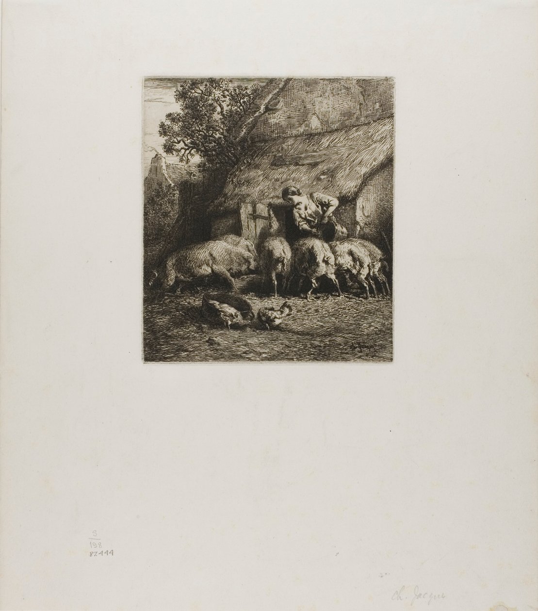 Donna che nutre sei maiali da Charles Emile Jacque