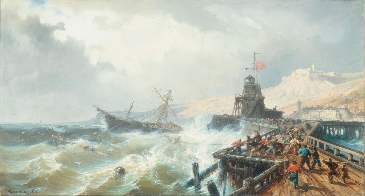 Salvataggio di una nave in difficoltà da Charles Euphrasie Kuwasseg