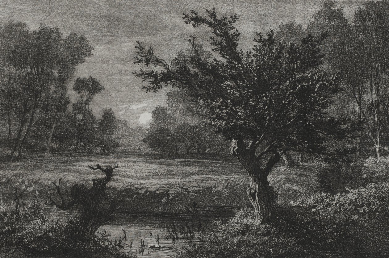 Sorgere della luna nella valle di Andilly da Charles Francois Daubigny