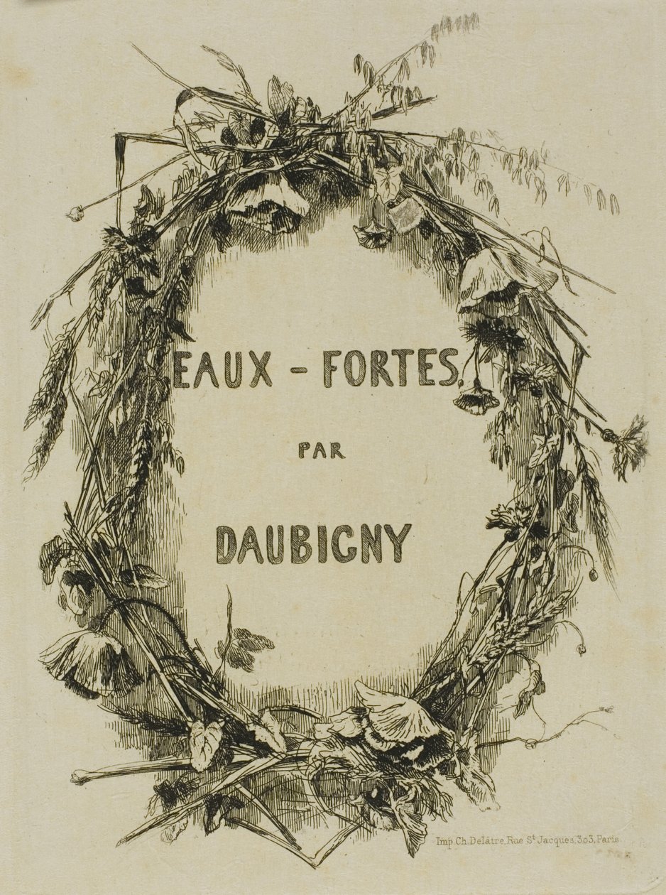 Ghirlanda di fiori selvatici, frontespizio da Charles Francois Daubigny