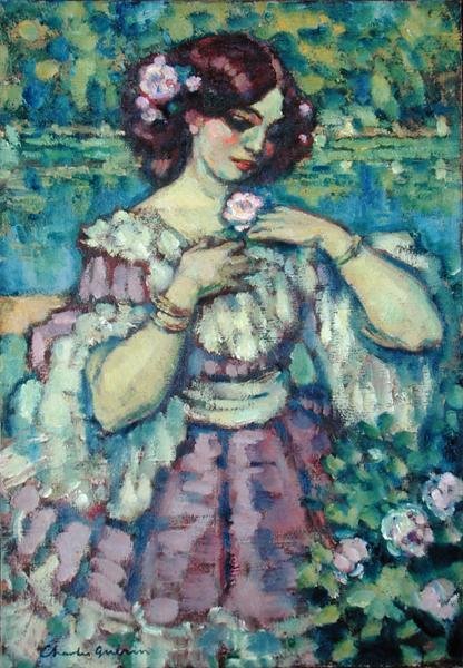 Signora con una Rosa da Charles Francois Prosper Guerin