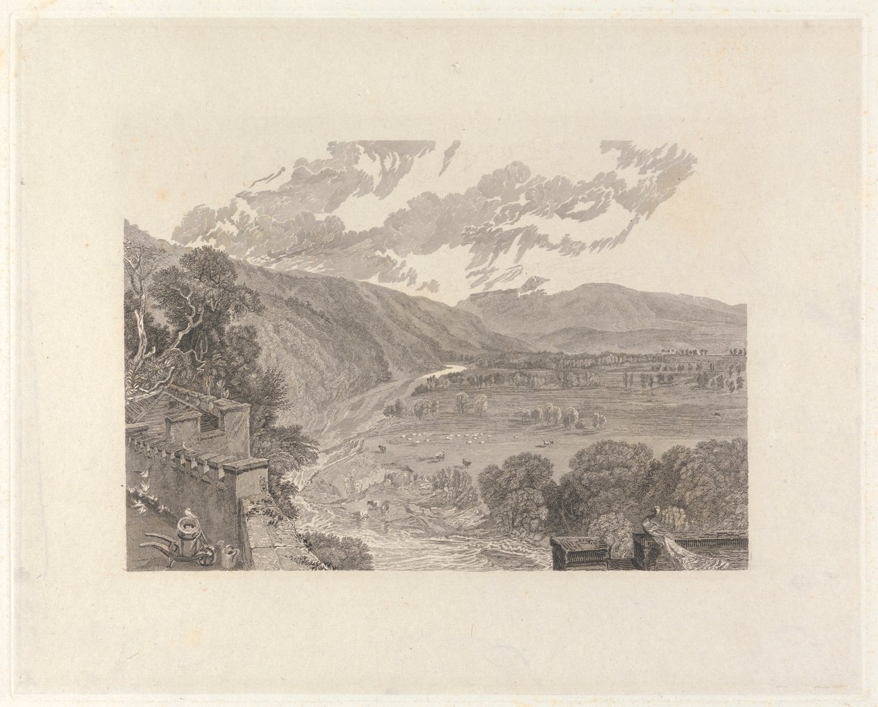 Ingleborough, dalla terrazza del castello di Hornby da Charles Heath
