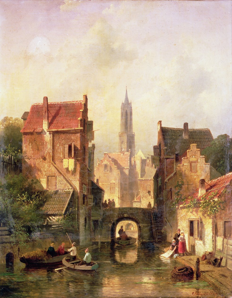 Scena di un canale olandese da Charles Henri Joseph Leickert