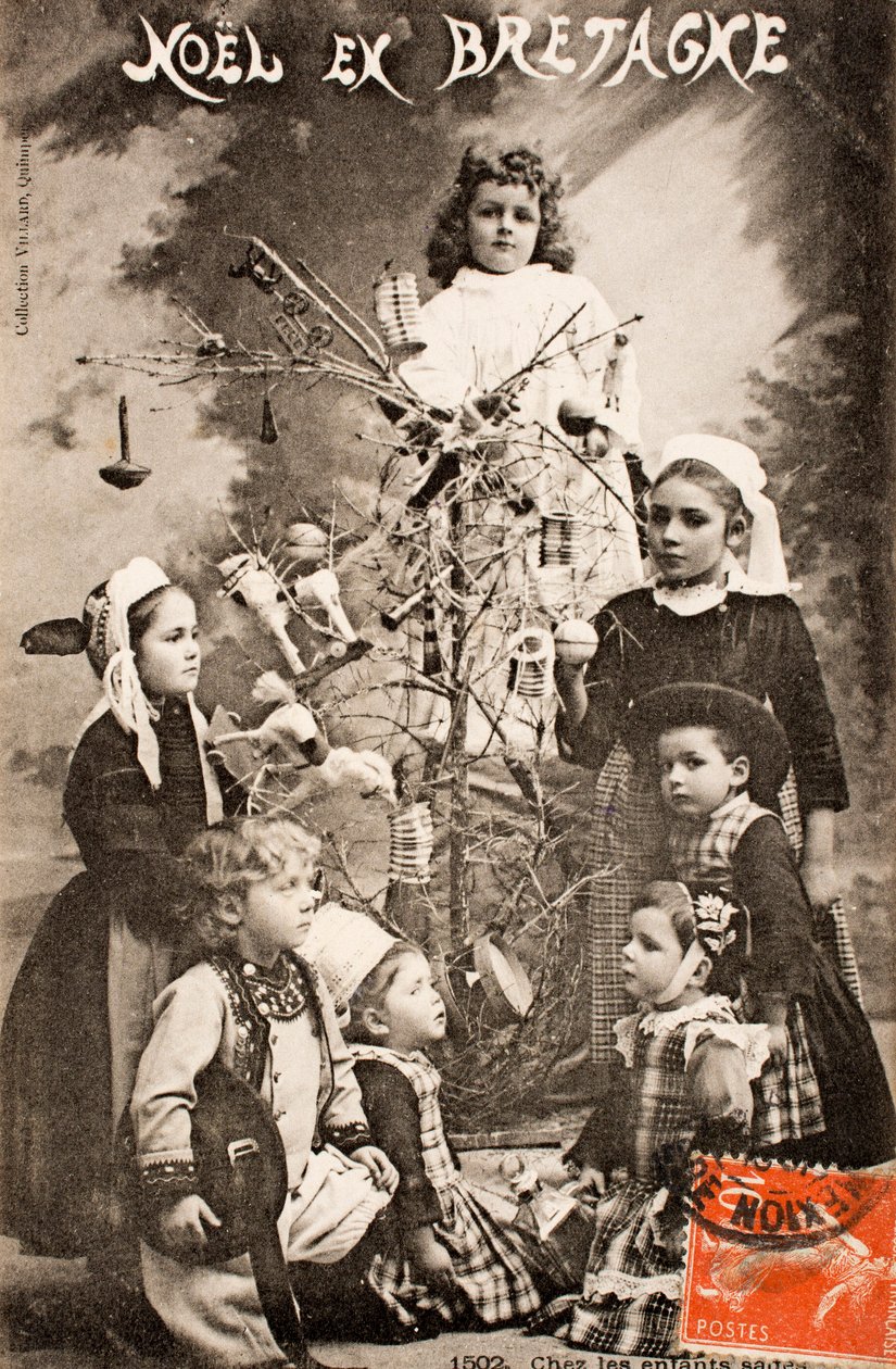 Vecchia cartolina, Buon Natale, I bambini saggi, Bretagna, Francia da Augustus Kollner