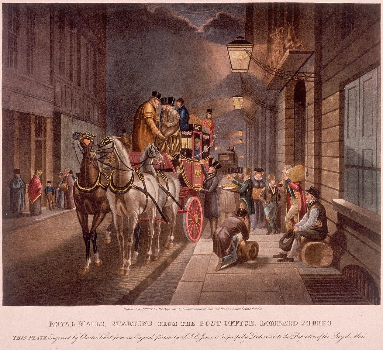 Ufficio postale generale, Lombard Street, Londra, 1827 da Charles Hunt