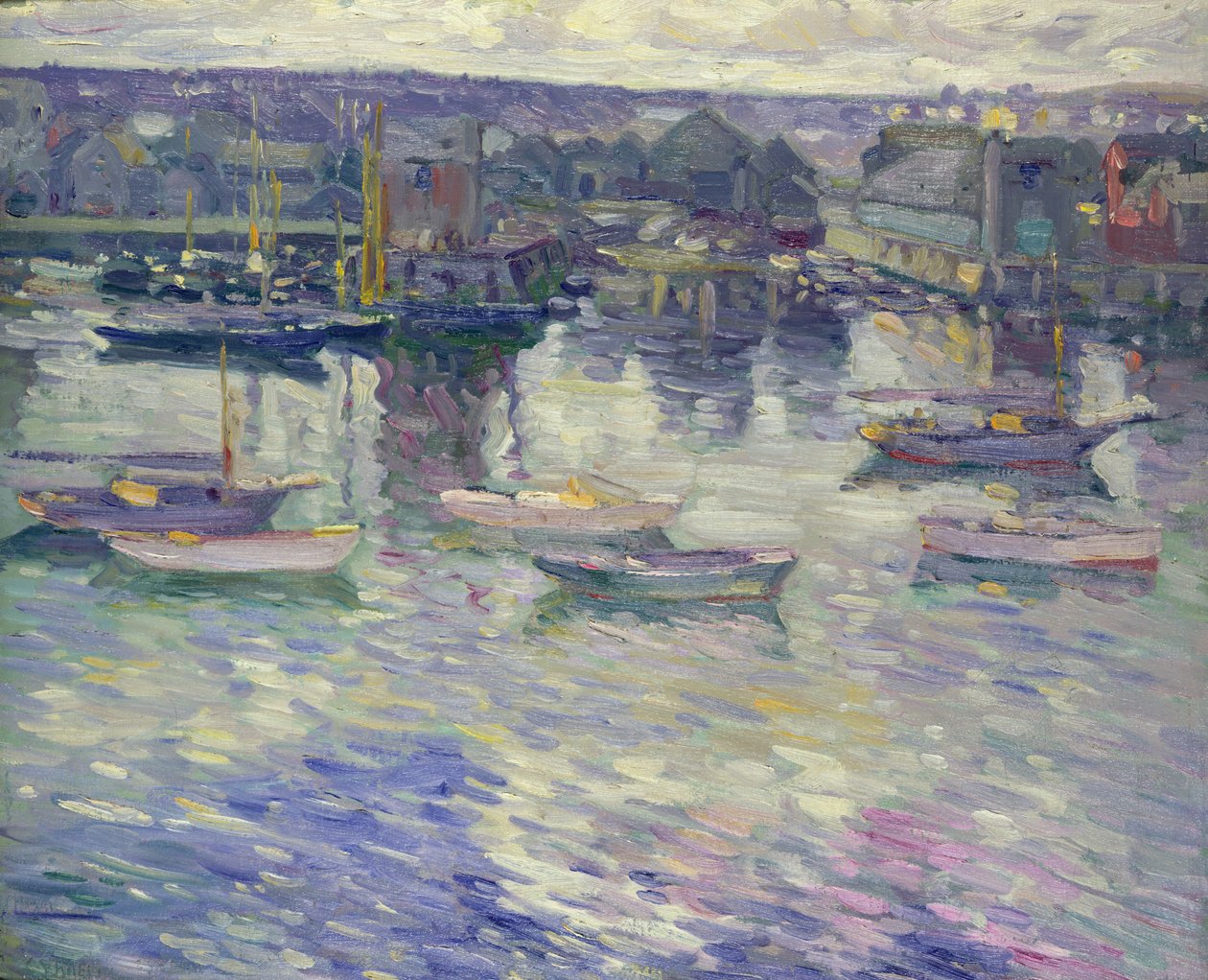 Barche ormeggiate, 1919 circa (olio su tela) da Charles Kaelin