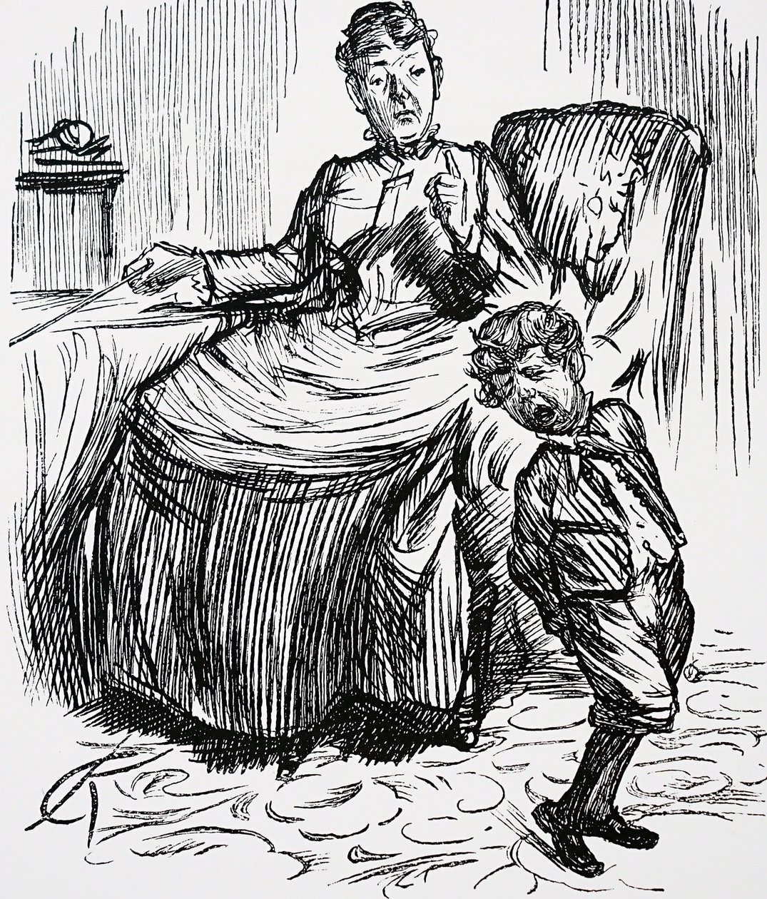 Una madre che punisce il suo bambino cattivo da Charles Keene