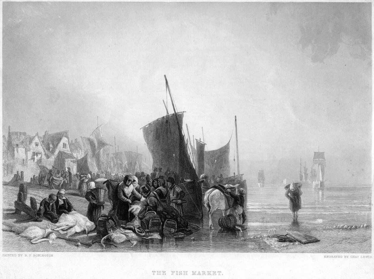 Il mercato del pesce, c1820 da Charles Lewis