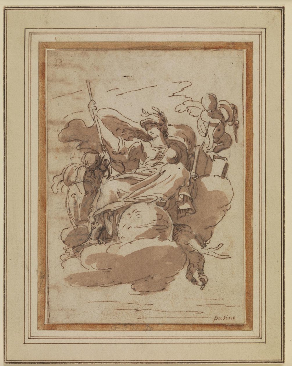 Figura allegorica femminile, seduta sulle nuvole da Charles Mellin