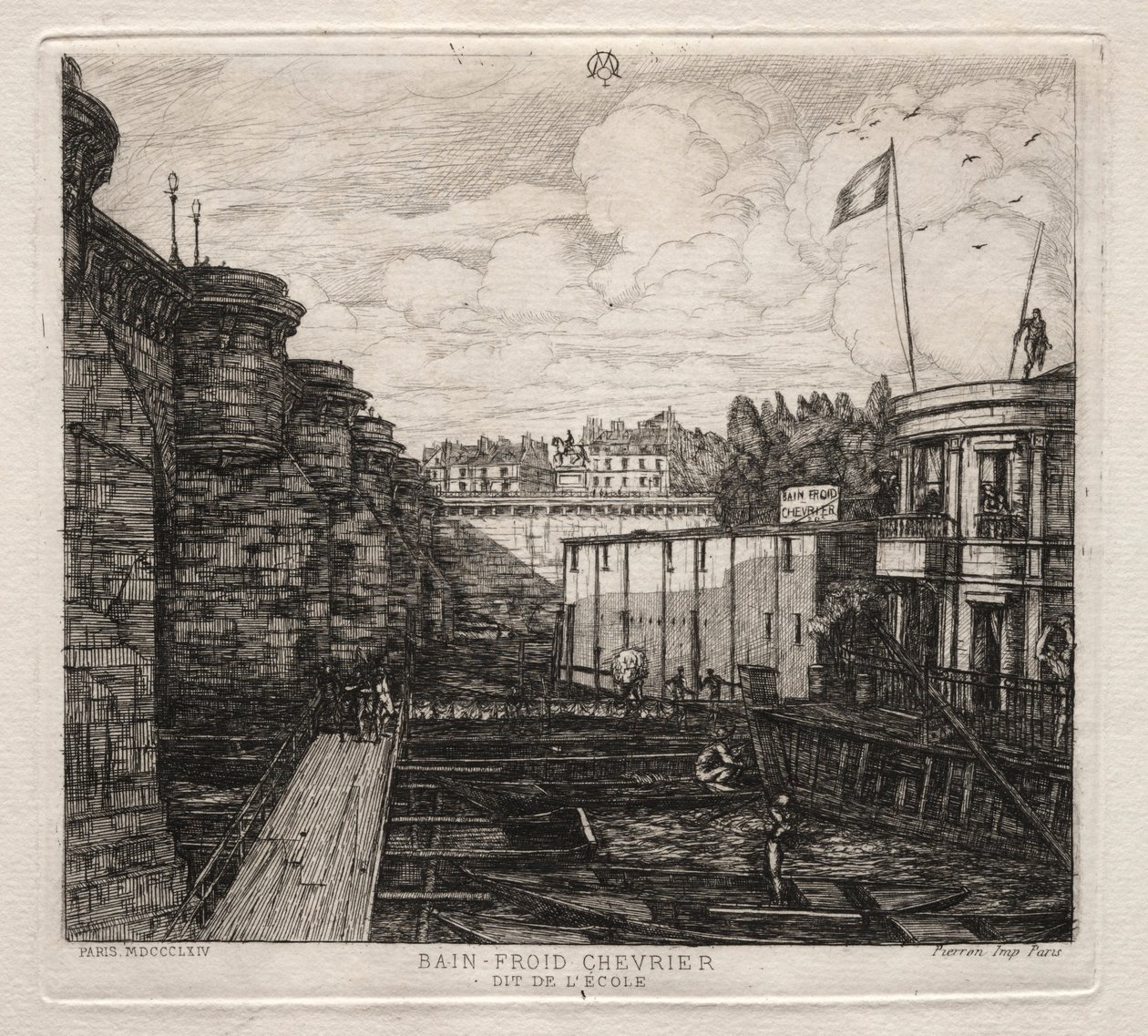 Stabilimento di bagni freddi di Chevrier, Parigi da Charles Meryon