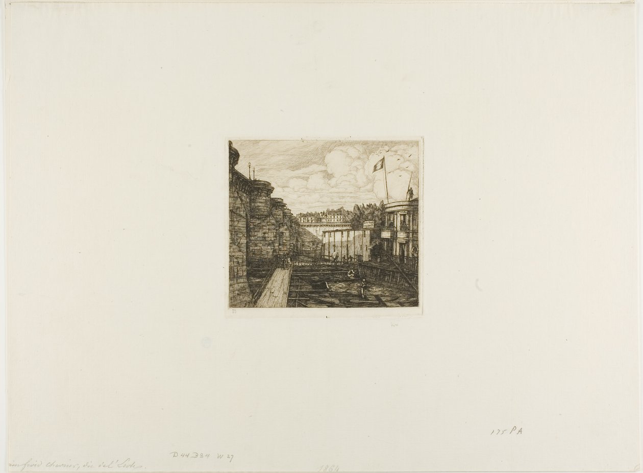 Stabilimento di bagni freddi di Chevrier, Parigi da Charles Meryon