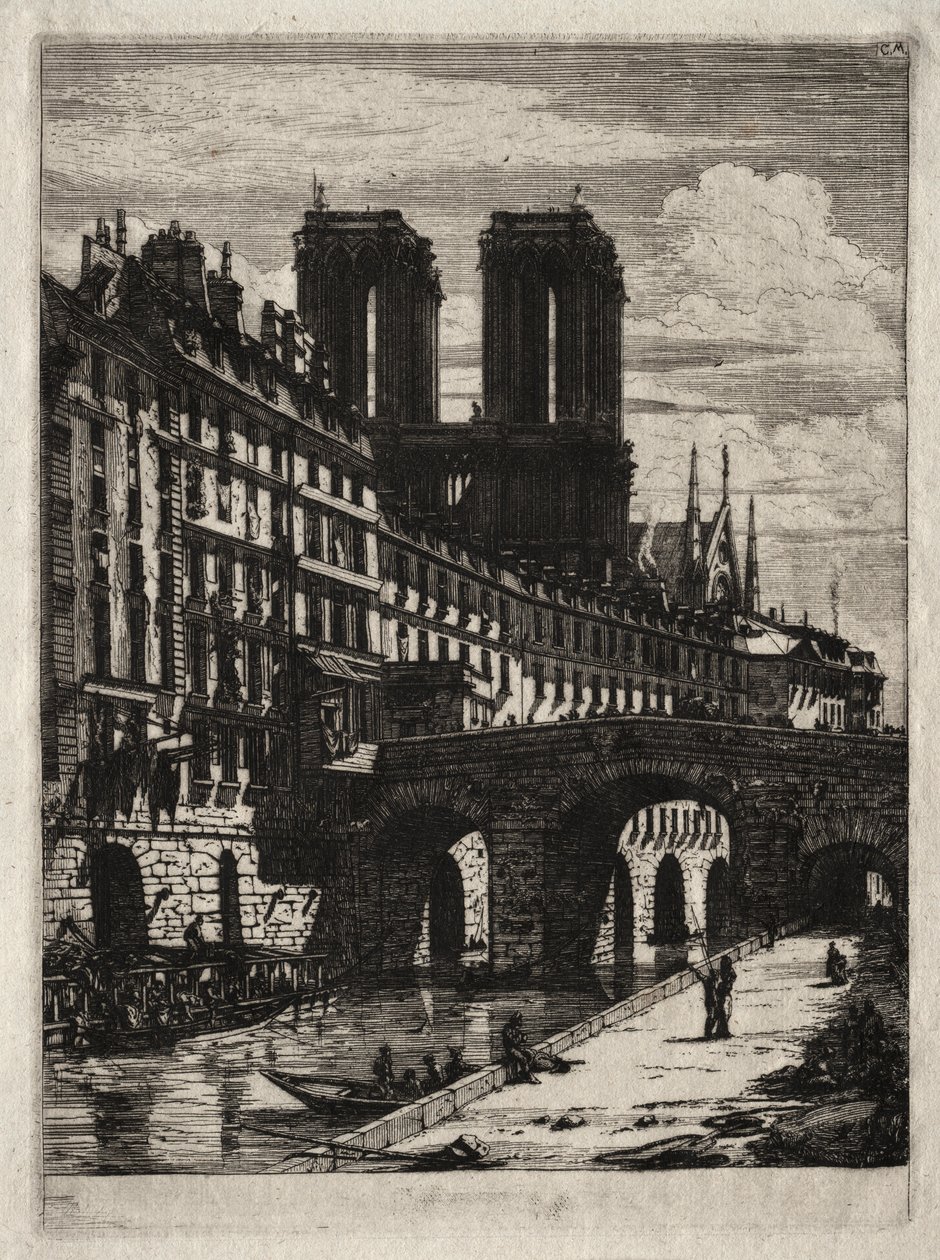 Incisioni di Parigi: Le Petit Pont da Charles Meryon