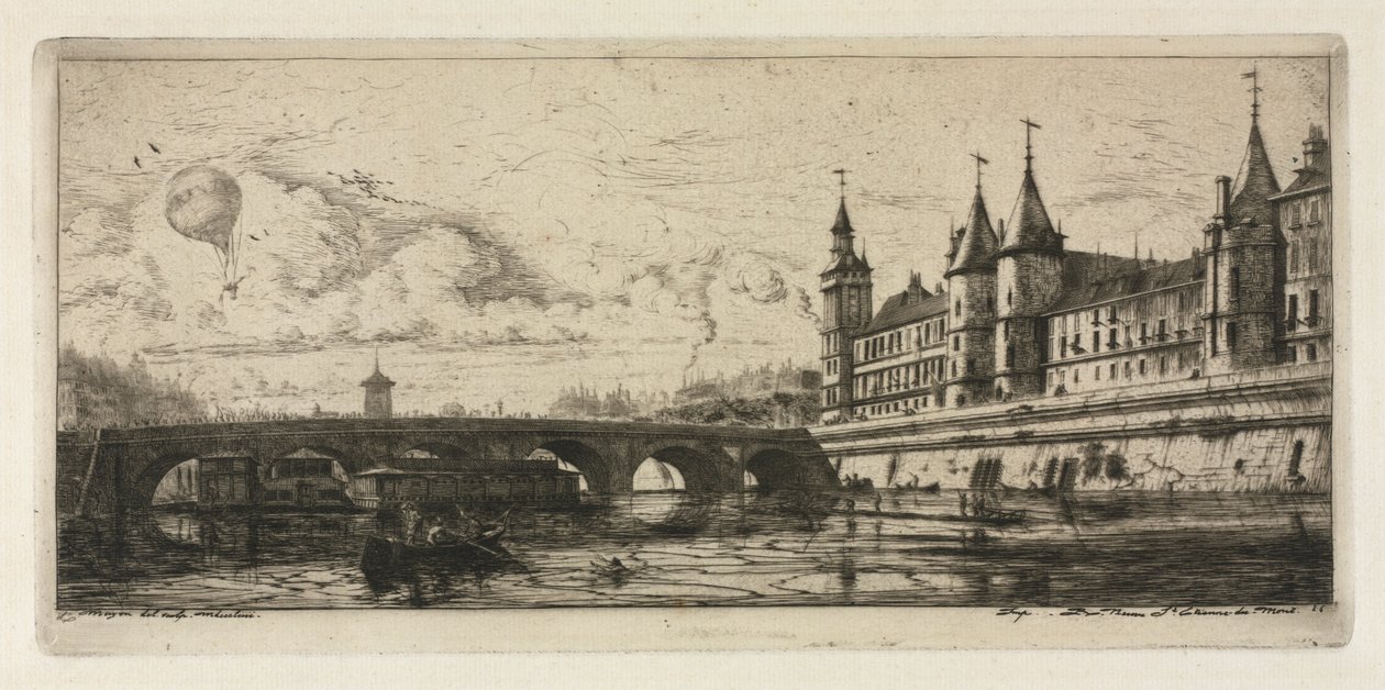 Incisioni di Parigi: Il Ponte dello Scambio da Charles Meryon