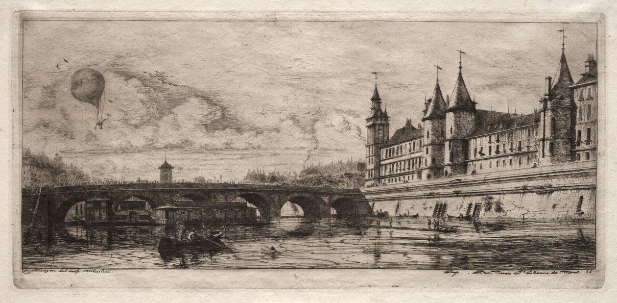 Incisioni di Parigi: Il Ponte dello Scambio da Charles Meryon