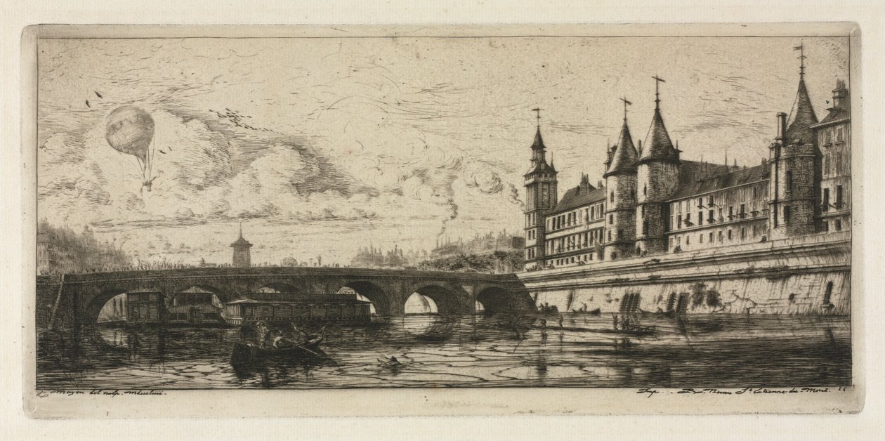 Incisioni di Parigi: Il ponte dello scambio, 1854 da Charles Meryon