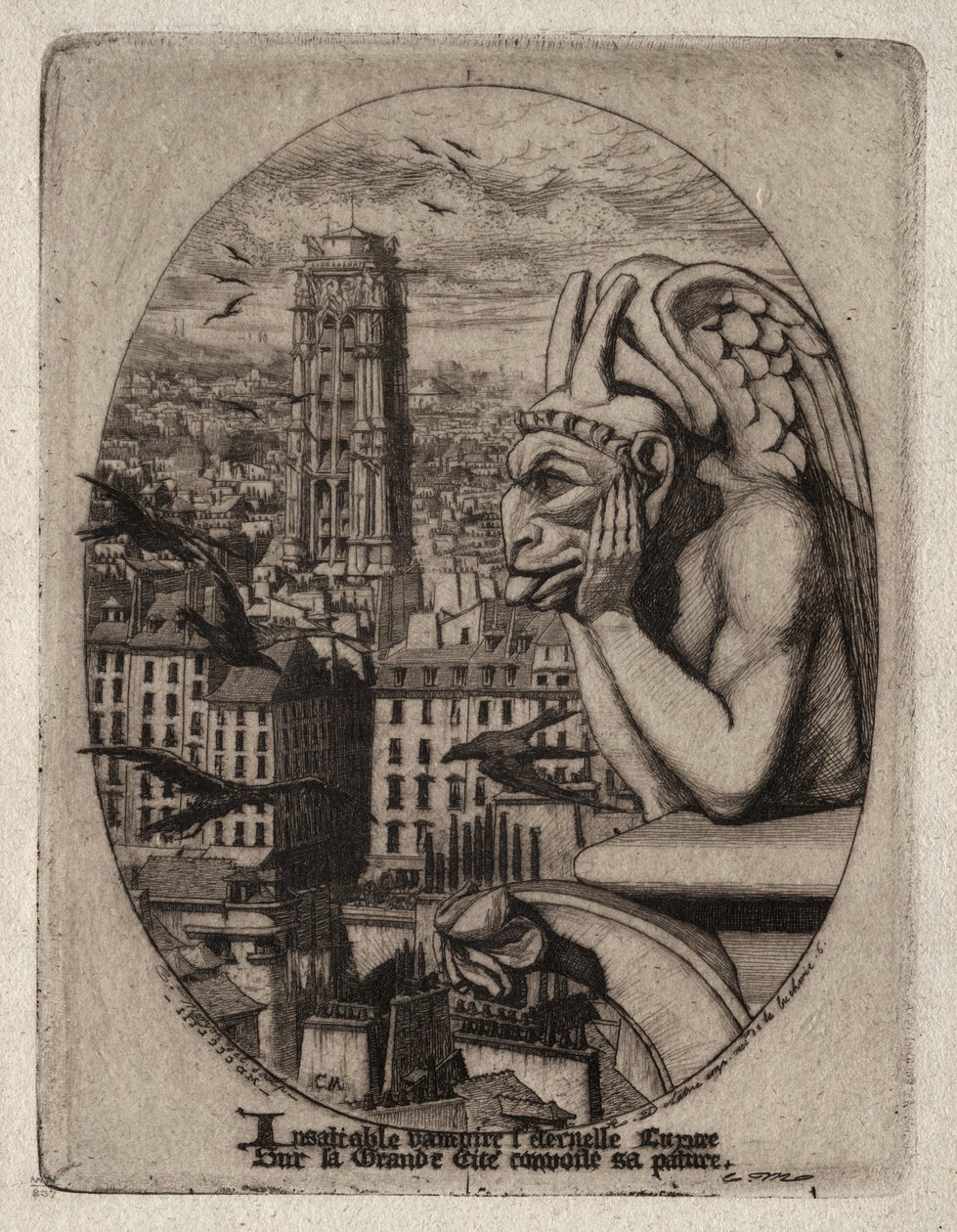 Incisioni di Parigi: Il Gargoyle da Charles Meryon