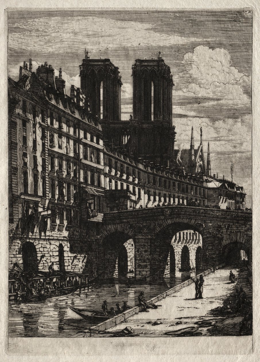 Incisioni di Parigi: Il Piccolo Ponte da Charles Meryon