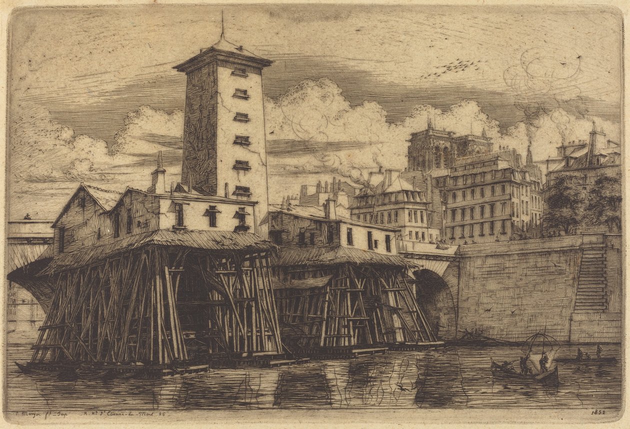 La Pompe Notre-Dame, Parigi da Charles Meryon