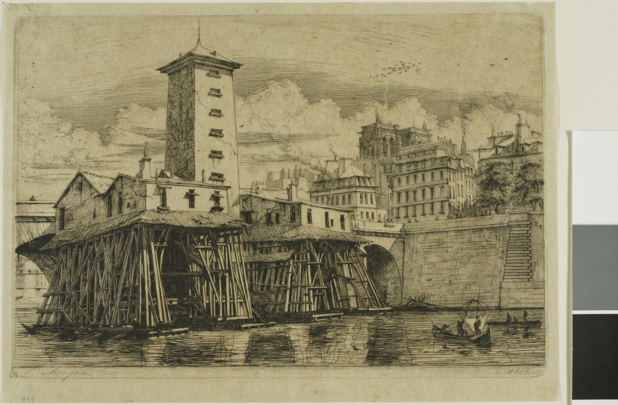 La Pompe Notre-Dame, Parigi da Charles Meryon