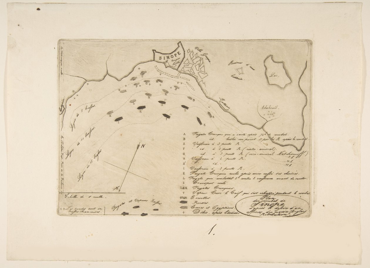 Piano della Battaglia di Sinope, 1853 da Charles Meryon