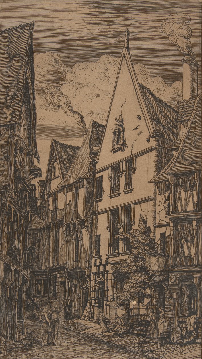 Rue des Toiles, Bourges, 1853 da Charles Meryon
