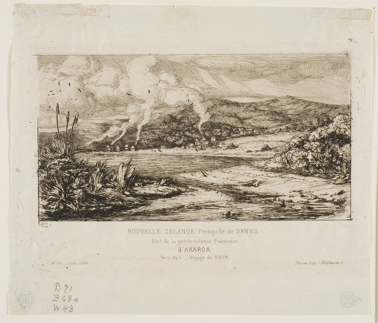 La piccola colonia francese ad Akaroa, 1845 da Charles Meryon