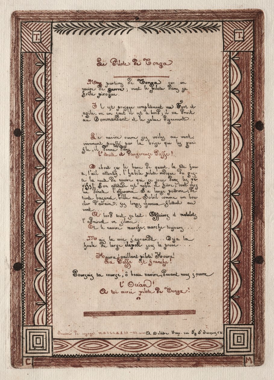 Versi al pilota di Tonga, 1856 da Charles Meryon