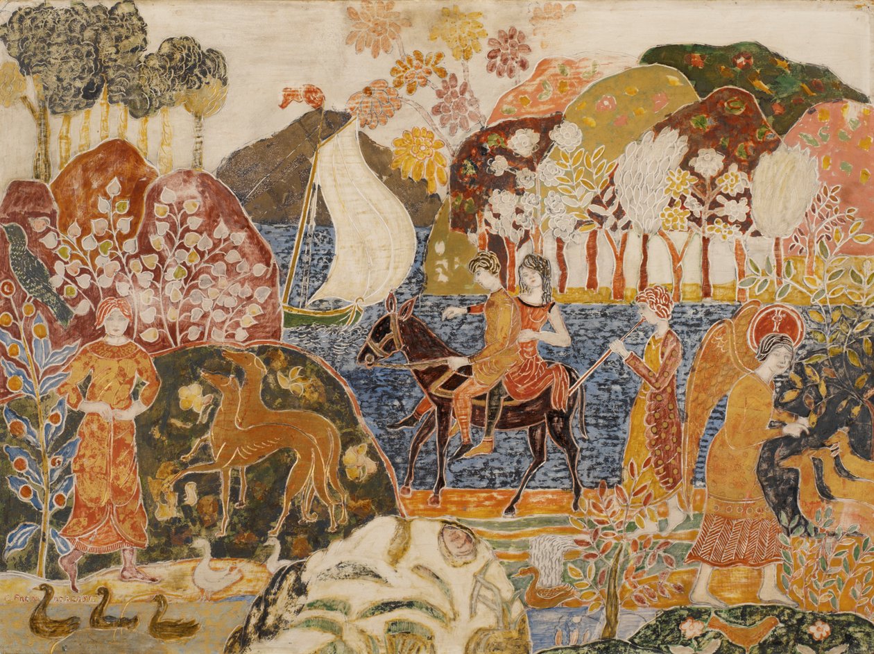 Due figure su un mulo da Charles Prendergast