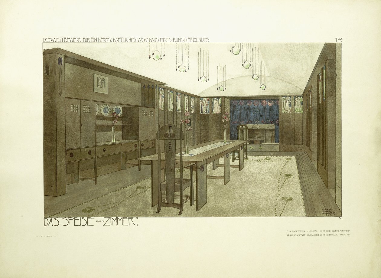 Sala da pranzo, c.1901 da Charles Rennie (after) Mackintosh